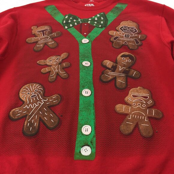Star Wars Theme Christmas Sweatshirt Size Medium Womens Red Ginger Bread M - Picture 6 of 7